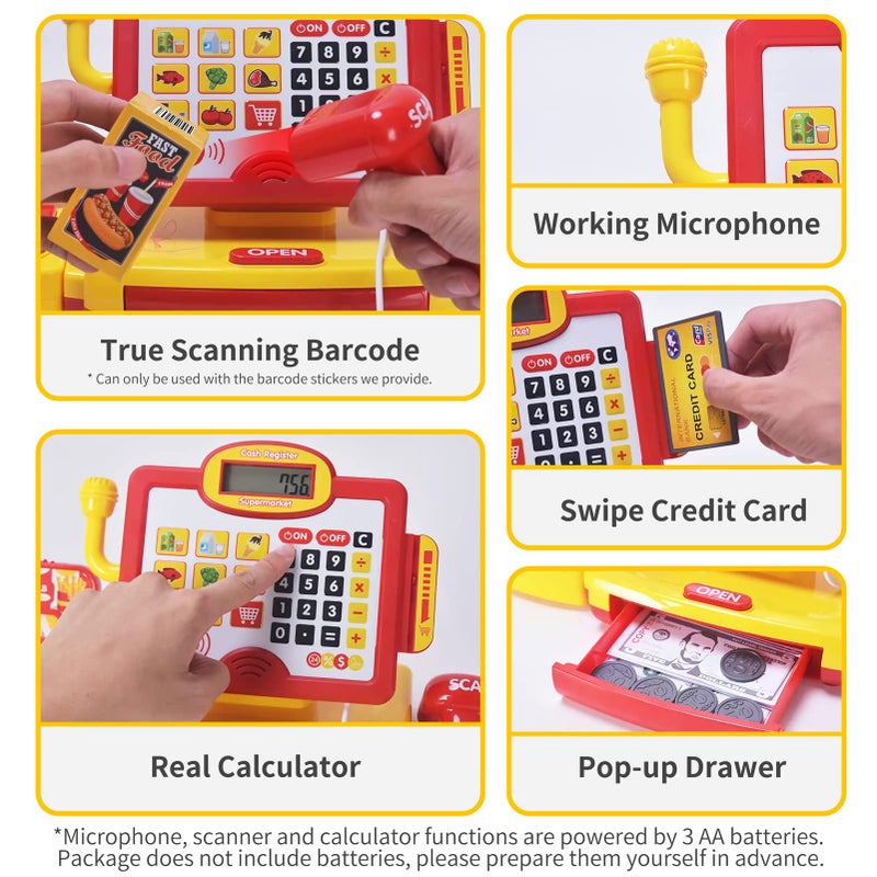  FS FS Toy Cash Register for Kids  with True Barcode Scanner & Calculator Toys  Pretend Play for Toddlers 3-5  Shopping Playset  Kids Cash Register with Credit Card for Kids Boys and Girls Ages 3 4 5 6 8 - Image 2